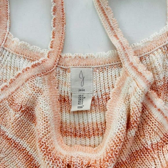 JOIE Knit Tank  Top Orange / White - Picture 2 of 3